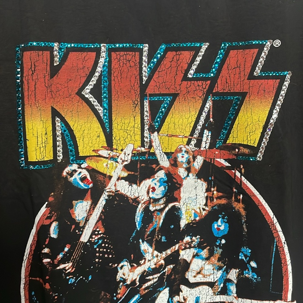 KISS custom rhinestone tee size medium - Picture 2 of 4